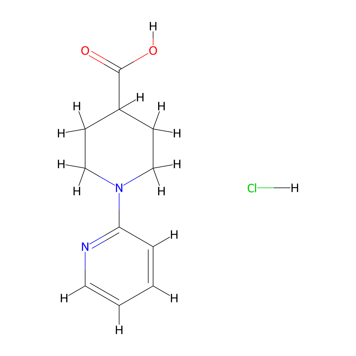 1-Pyridin-2-YL-piperidine-4-carboxylic acid hydrochloride molecular structure, CAS 1357353-07-1