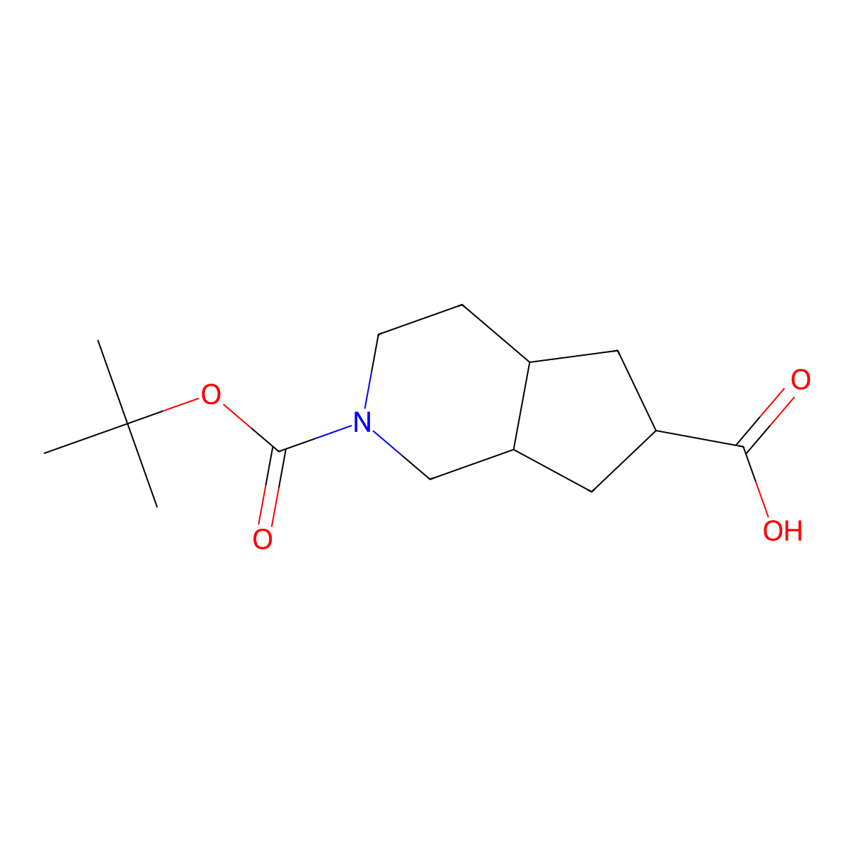 2H-Cyclopenta[c]pyridine-2,6-dicarboxylic acid, octahydro-, 2-(1,1-dimethylethyl) ester, (4aR,6R,7aR)-rel- molecular structure, CAS 1357353-13-9