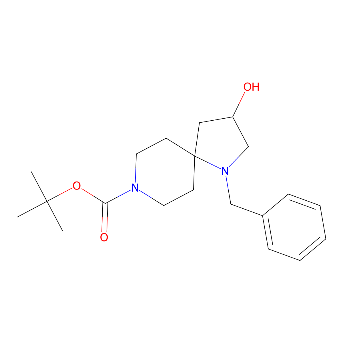Tert-butyl 1-benzyl-3-hydroxy-1,8-diazaspiro[4.5]decane-8-carboxylate molecular structure, CAS 1357353-34-4