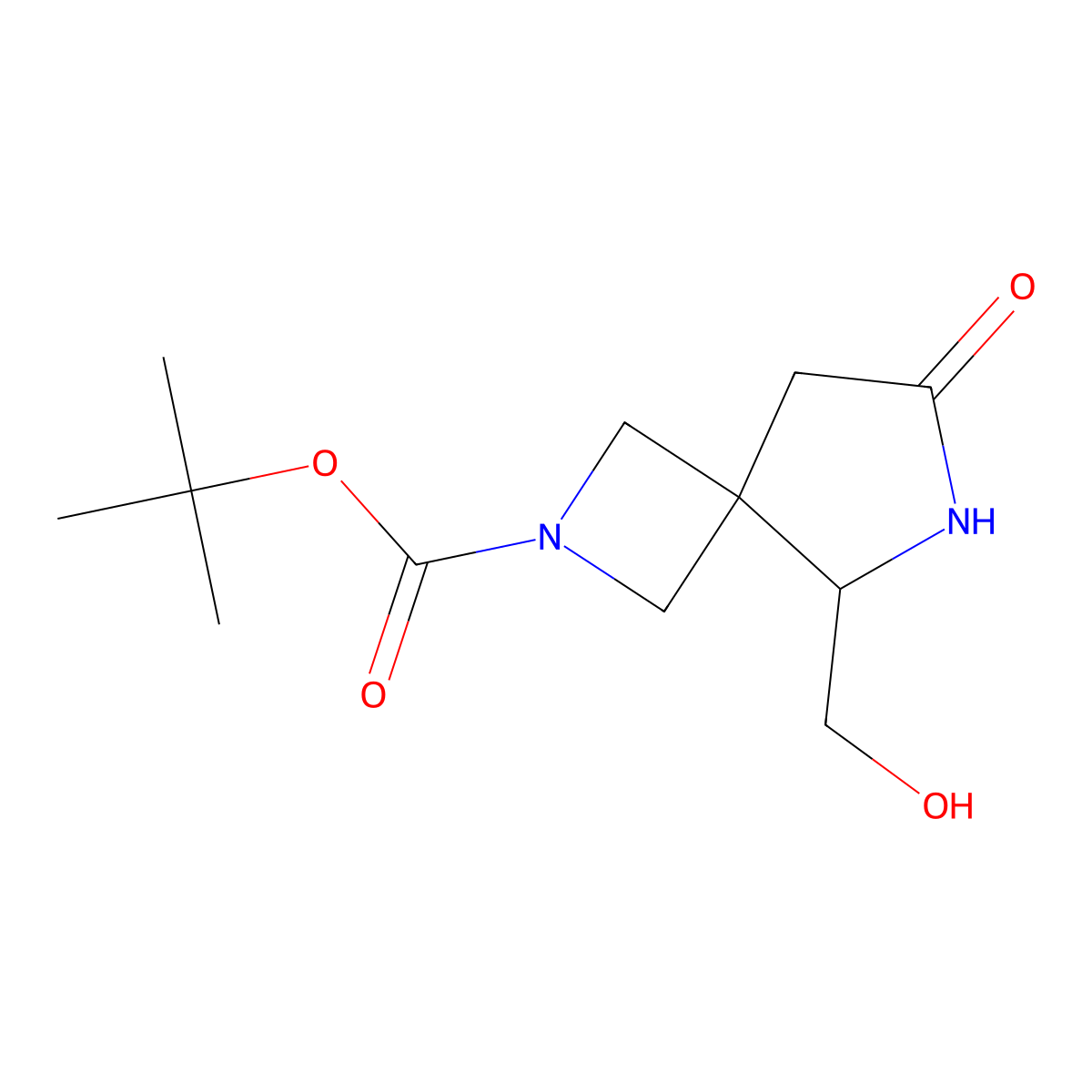 Tert-butyl 5-(hydroxymethyl)-7-oxo-2,6-diazaspiro[3.4]octane-2-carboxylate molecular structure, CAS 1357353-37-7
