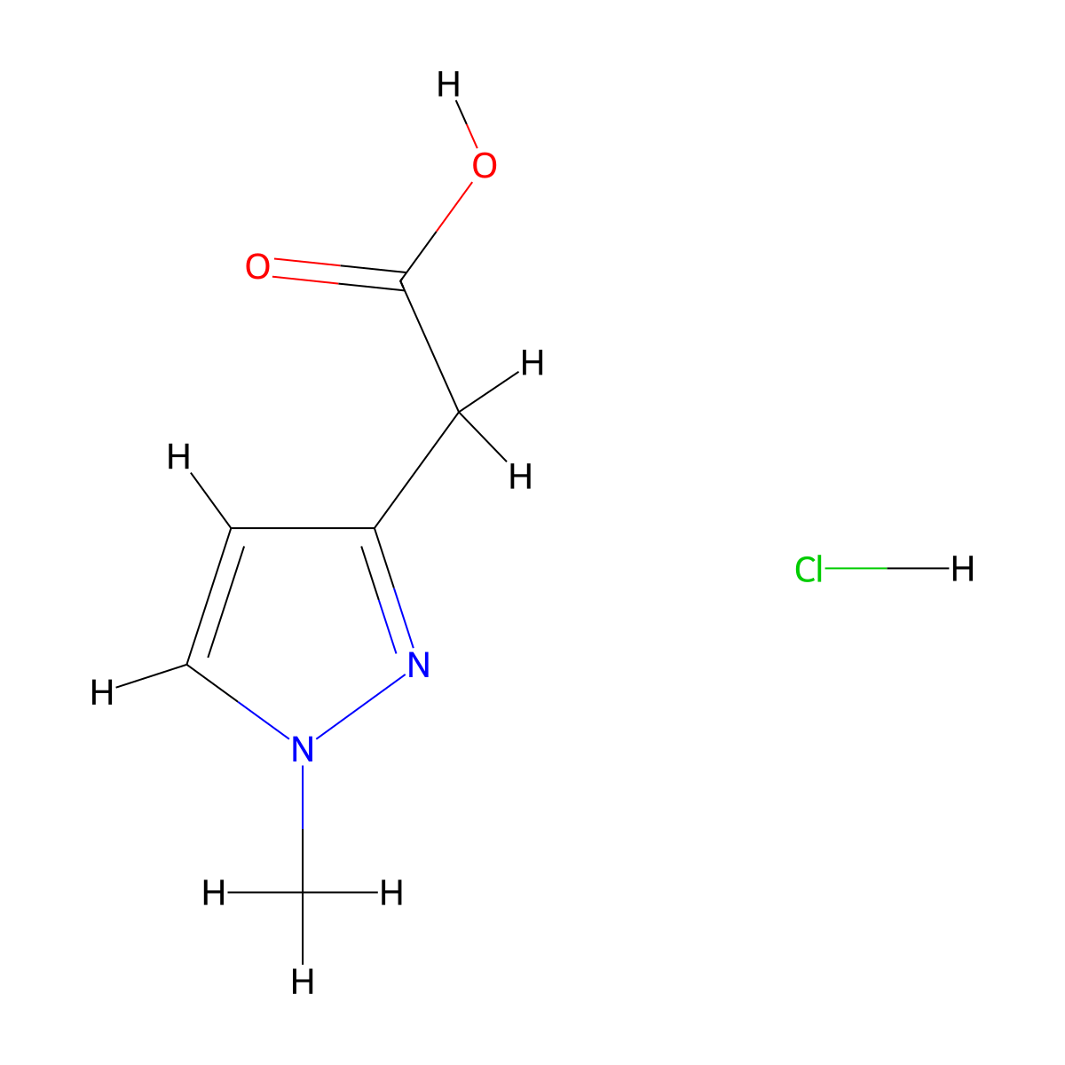 2-(1-methyl-1H-pyrazol-3-yl)acetic acid hydrochloride molecular structure, CAS 1357353-48-0