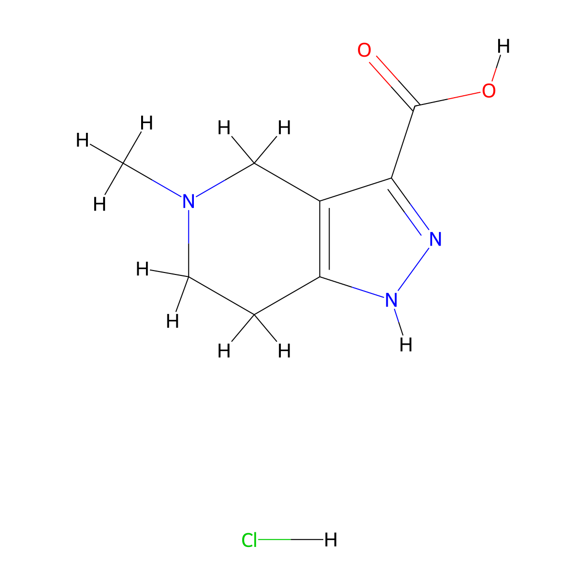 5-methyl-1H,4H,5H,6H,7H-pyrazolo[4,3-c]pyridine-3-carboxylic acid hydrochloride molecular structure, CAS 1357353-51-5