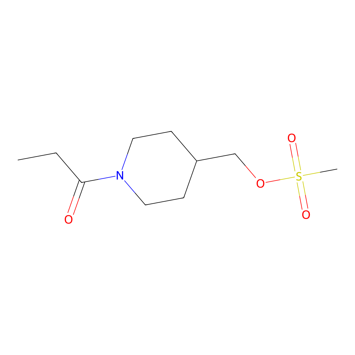 Methanesulfonic acid 1-propionyl-piperidin-4-ylmethyl ester molecular structure, CAS 1357353-59-3