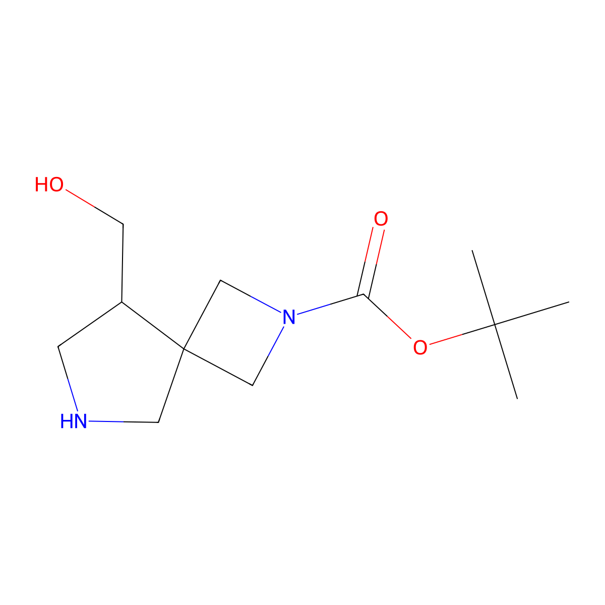 Tert-butyl 8-(hydroxymethyl)-2,6-diazaspiro(3.4)octane-2-carboxylate molecular structure, CAS 1357354-17-6