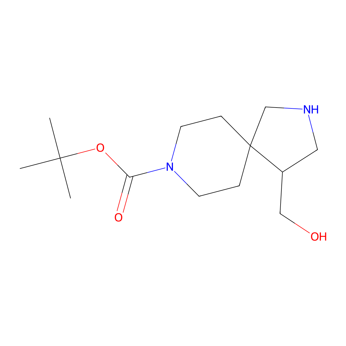 tert-Butyl 4-(hydroxymethyl)-2,8-diazaspiro[4.5]decane-8-carboxylate molecular structure, CAS 1357354-18-7
