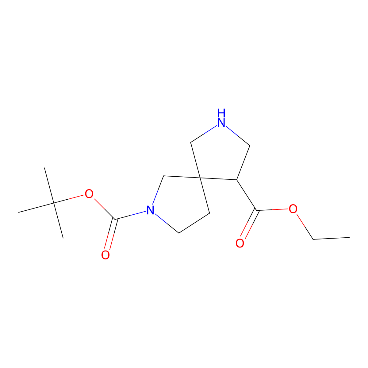 2-Tert-butyl 9-ethyl 2,7-diazaspiro[4.4]nonane-2,9-dicarboxylate molecular structure, CAS 1357354-49-4