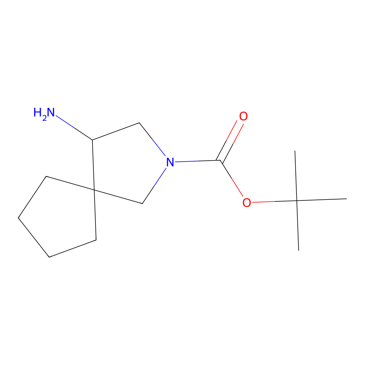 Tert-butyl 4-amino-2-azaspiro[4.4]nonane-2-carboxylate molecular structure, CAS 1357354-51-8