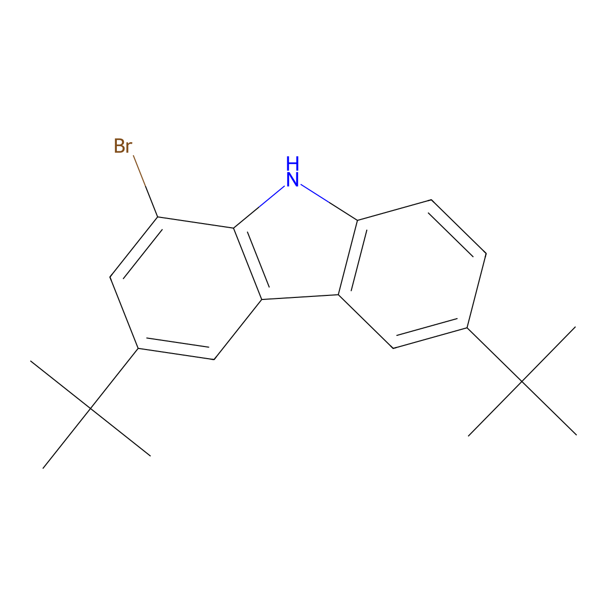 1-bromo-3,6-di-tert-butyl-9H-carbazole molecular structure, CAS 1357359-52-4