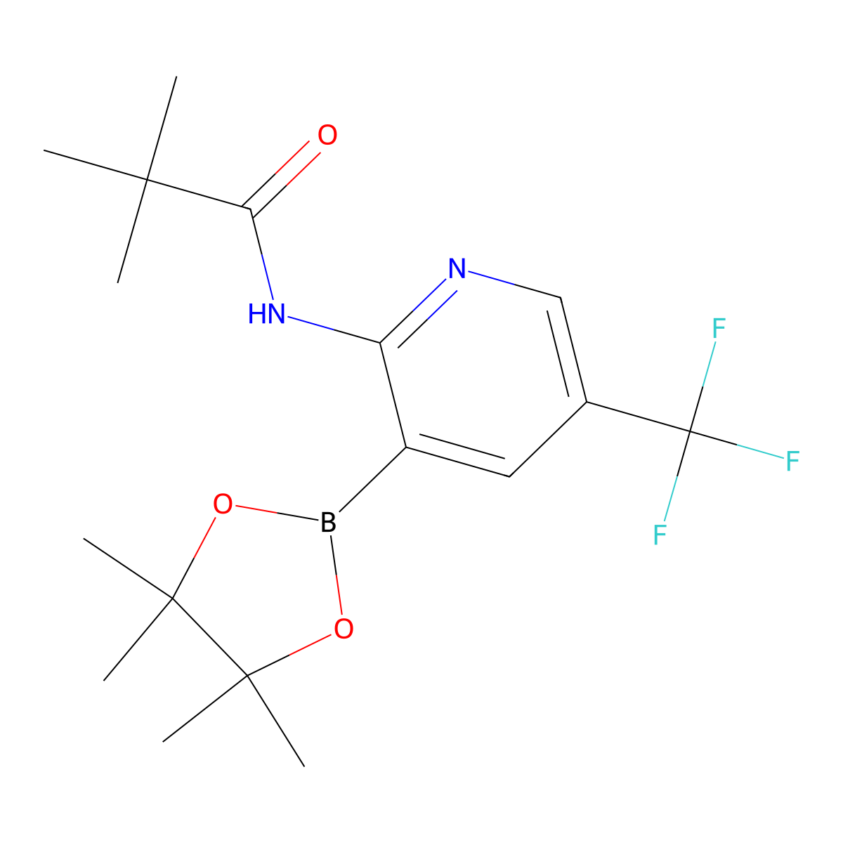 N-(3-(4,4,5,5-Tetramethyl-1,3,2-dioxaborolan-2-YL)-5-(trifluoromethyl)pyridin-2-YL)pivalamide molecular structure, CAS 1357387-24-6