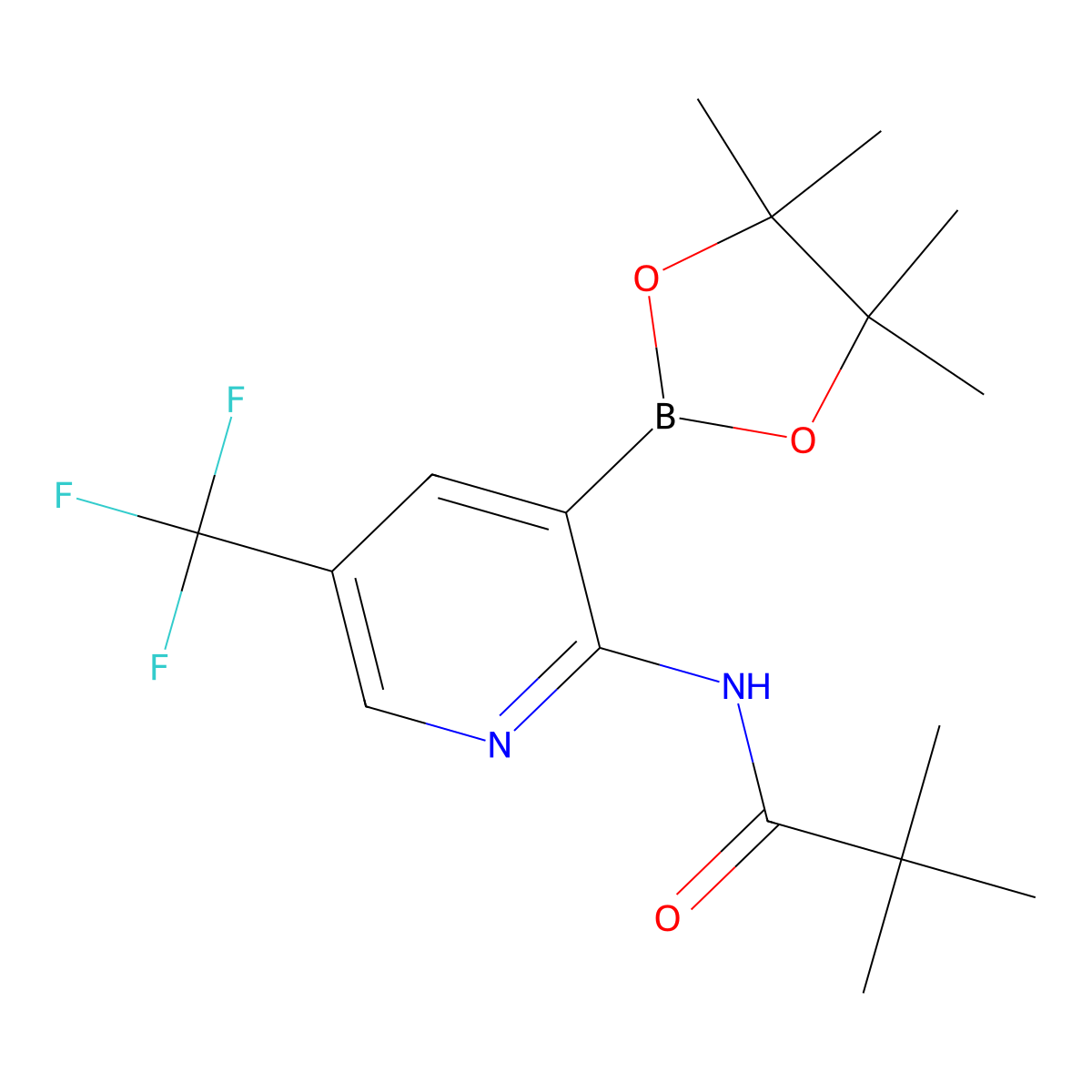 N-(3-(4,4,5,5-Tetramethyl-1,3,2-dioxaborolan-2-YL)-5-(trifluoromethyl)pyridin-2-YL)pivalamide molecular structure, CAS 1357387-24-6