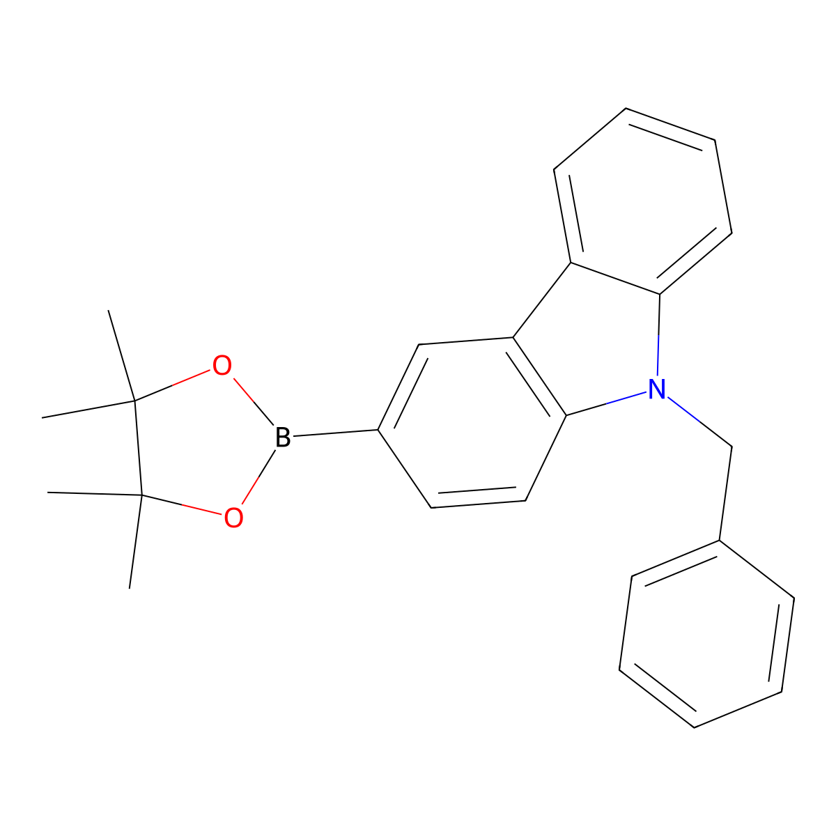9-(Phenylmethyl)-3-(4,4,5,5-tetramethyl-1,3,2-dioxaborolan-2-yl)-9H-carbazole molecular structure, CAS 1357387-29-1