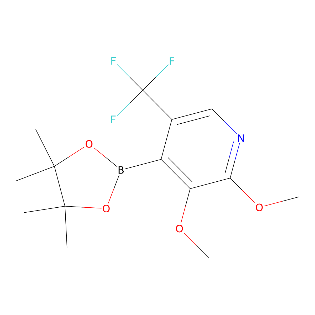 2,3-Dimethoxy-4-(4,4,5,5-tetramethyl-1,3,2-dioxaborolan-2-yl)-5-(trifluoromethyl)pyridine molecular structure, CAS 1357387-31-5