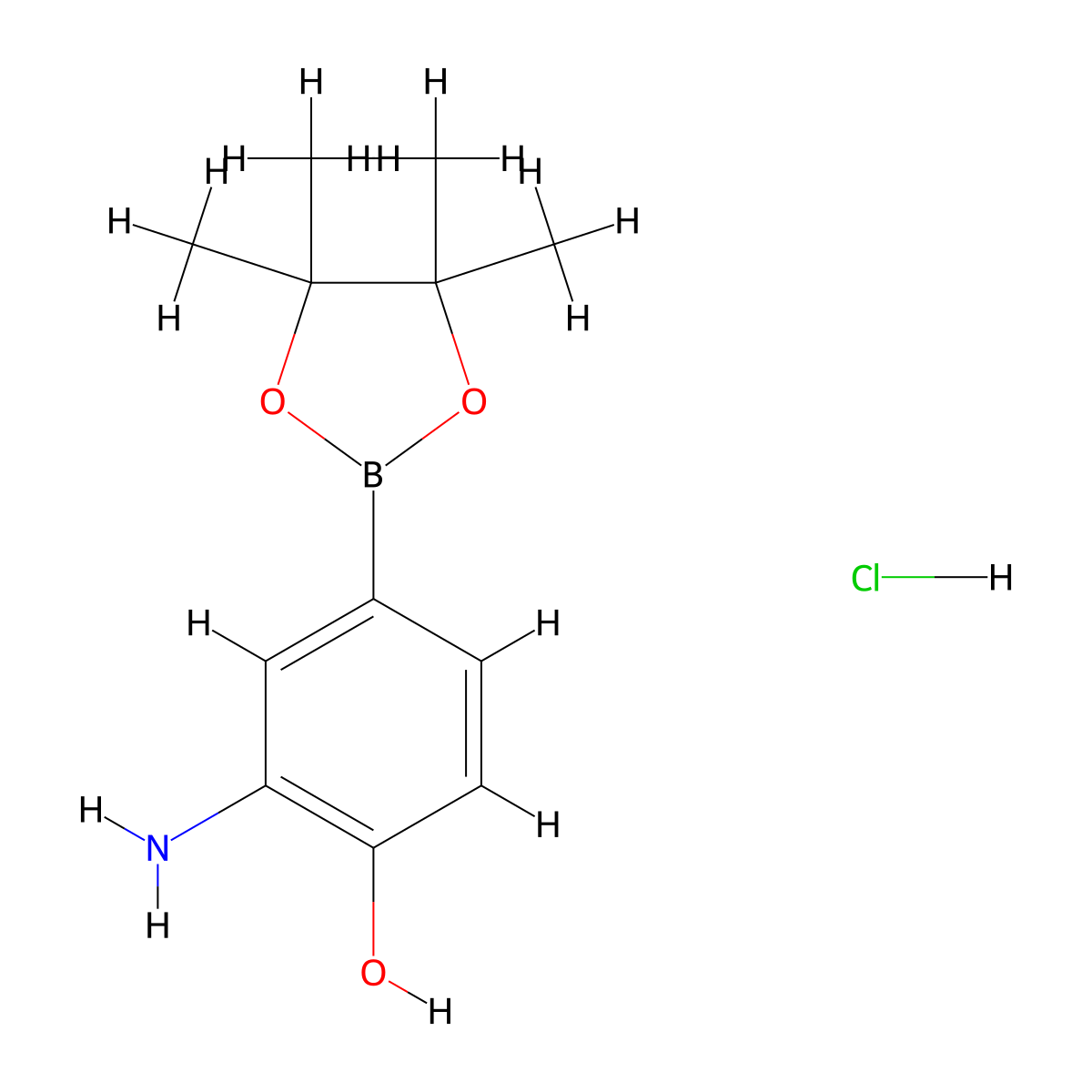 2-Amino-4-(4,4,5,5-tetramethyl-1,3,2-dioxaborolan-2-yl)phenol hydrochloride molecular structure, CAS 1357387-53-1