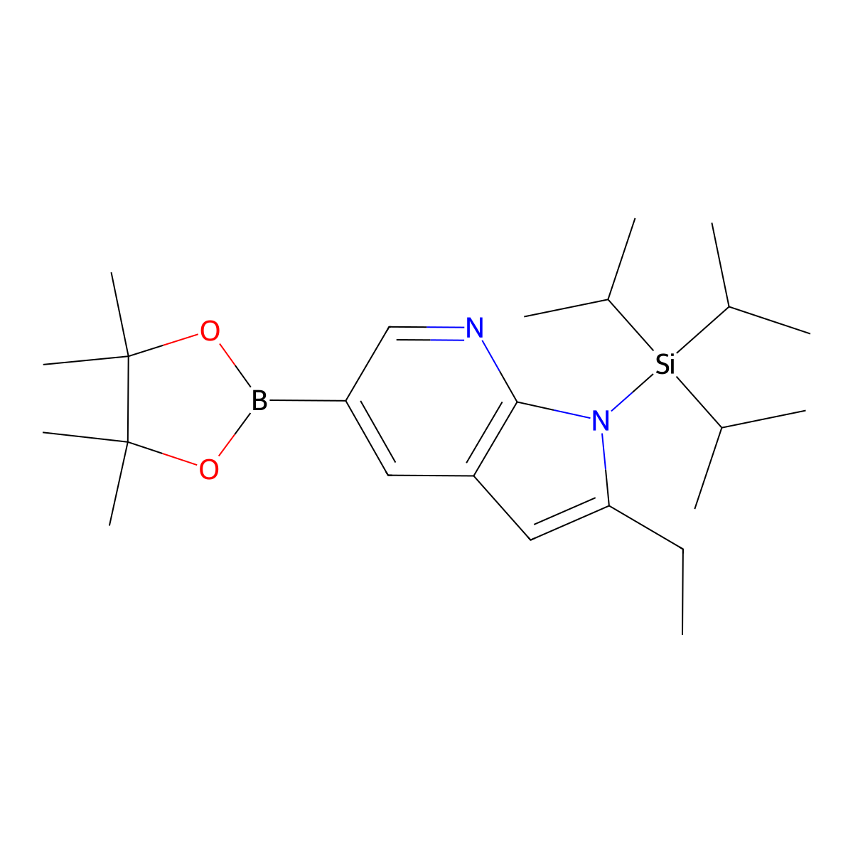 2-Ethyl-5-(4,4,5,5-tetramethyl-1,3,2-dioxaborolan-2-yl)-1-(triisopropylsilyl)-1H-pyrrolo[2,3-b]pyridine molecular structure, CAS 1357387-65-5