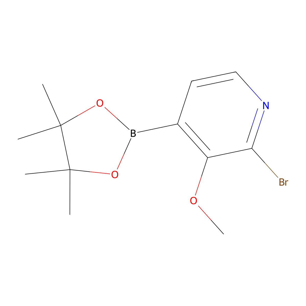 2-Bromo-3-methoxy-4-(4,4,5,5-tetramethyl-1,3,2-dioxaborolan-2-yl)pyridine molecular structure, CAS 1357387-81-5