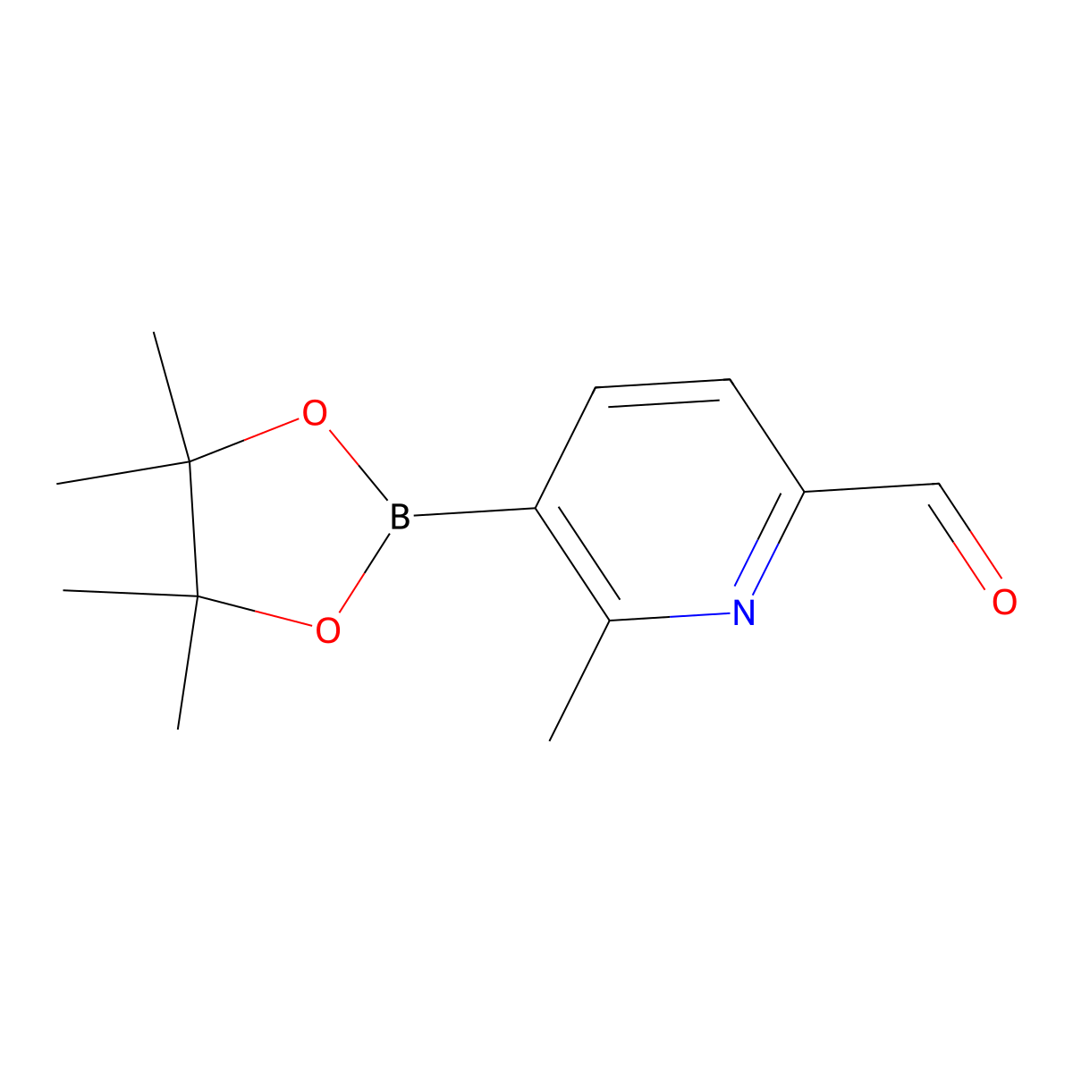 6-Methyl-5-(4,4,5,5-tetramethyl-1,3,2-dioxaborolan-2-yl)picolinaldehyde molecular structure, CAS 1357392-81-4