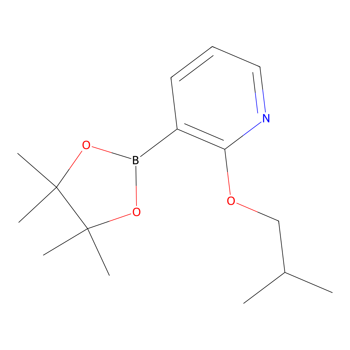 2-Isobutoxy-3-(4,4,5,5-tetramethyl-1,3,2-dioxaborolan-2-yl)pyridine molecular structure, CAS 1357397-80-8