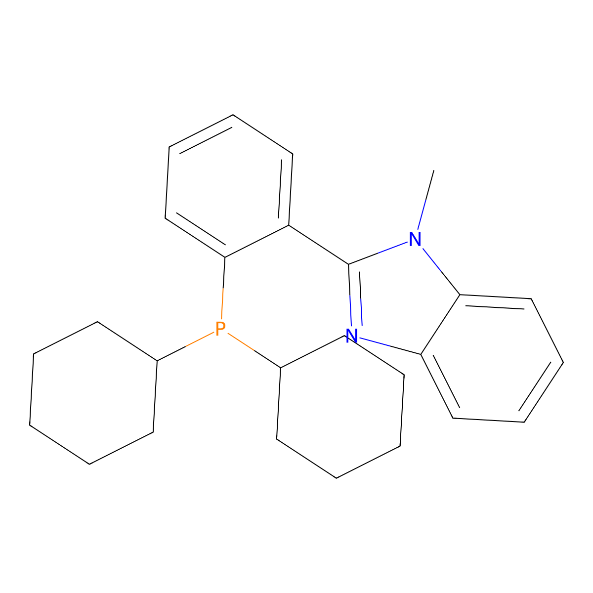 2-(2-(Dicyclohexylphosphanyl)phenyl)-1-methyl-1H-benzo[d]imidazole molecular structure, CAS 1357398-60-7