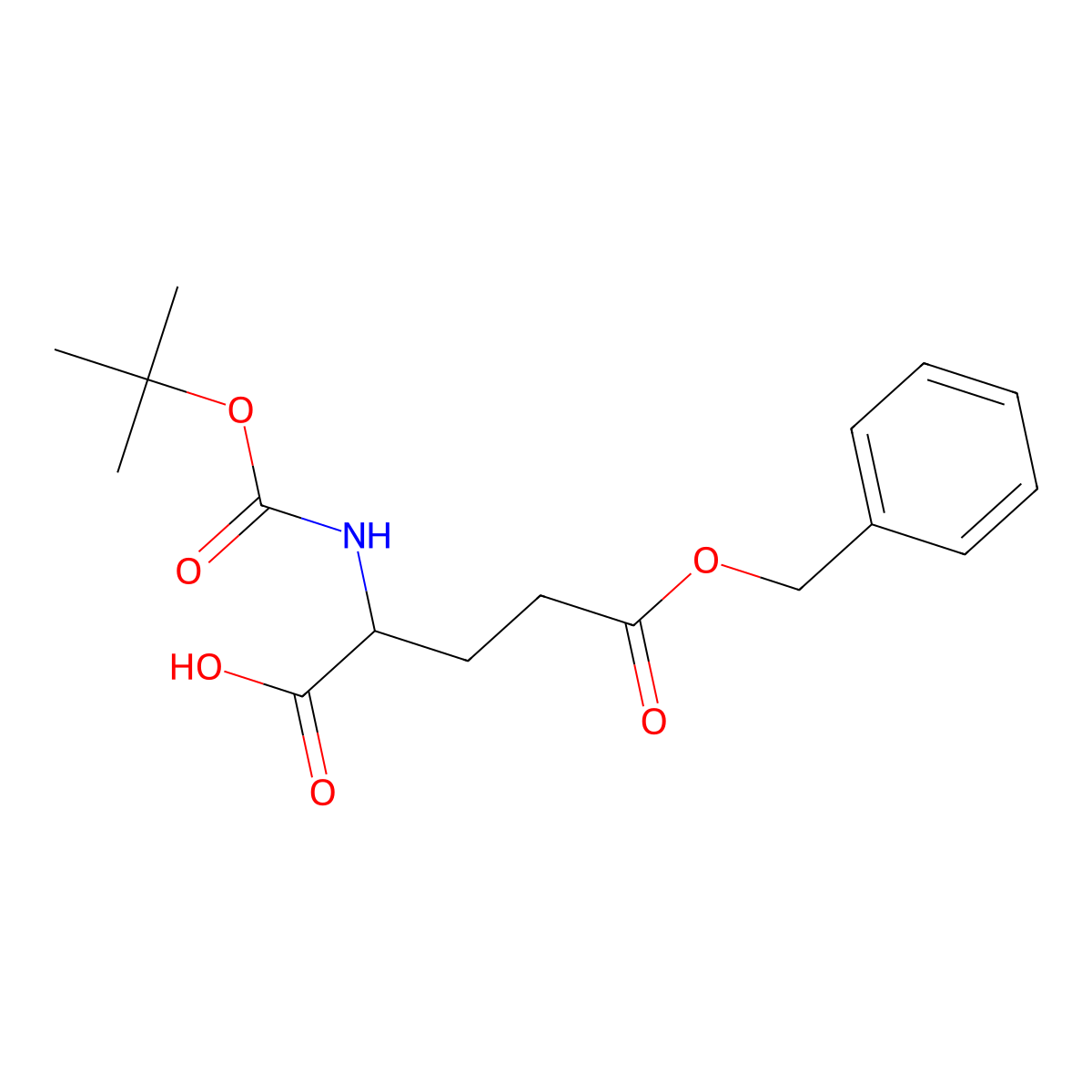 L-Glutamic acid, N-((1,1-dimethylethoxy)carbonyl)-, 5-(phenylmethyl) ester molecular structure, CAS 13574-13-5