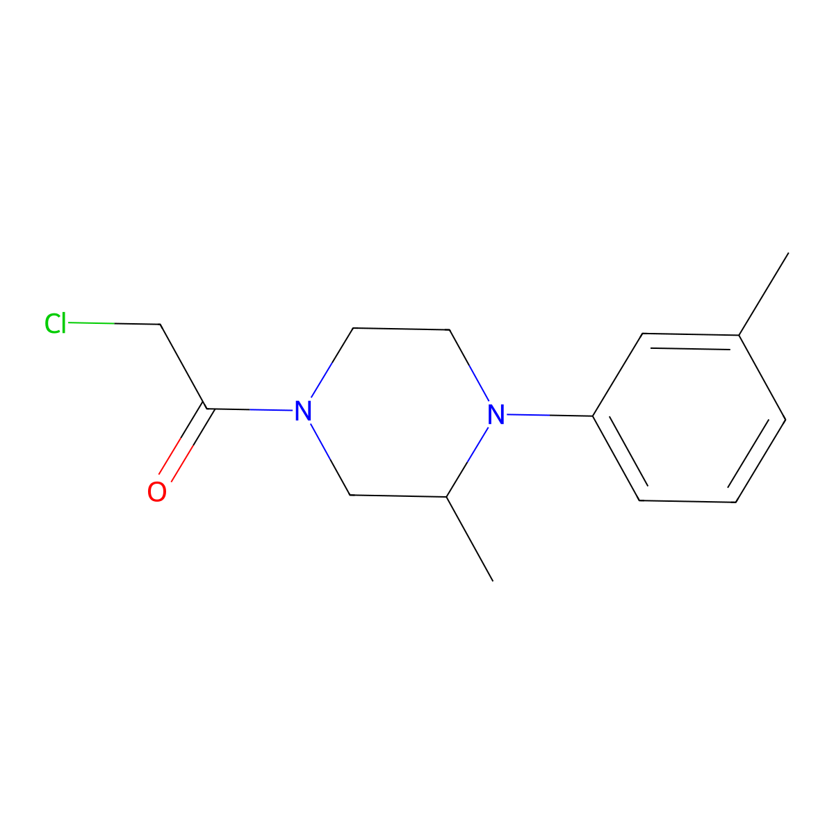 2-Chloro-1-[3-methyl-4-(3-methylphenyl)piperazino]-1-ethanone molecular structure, CAS 1357453-44-1