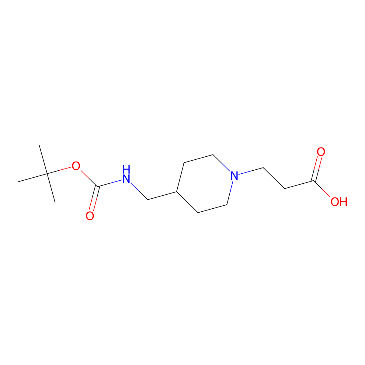 3-[4-({[(Tert-butoxy)carbonyl]amino}methyl)piperidin-1-yl]propanoic acid molecular structure, CAS 1357453-75-8
