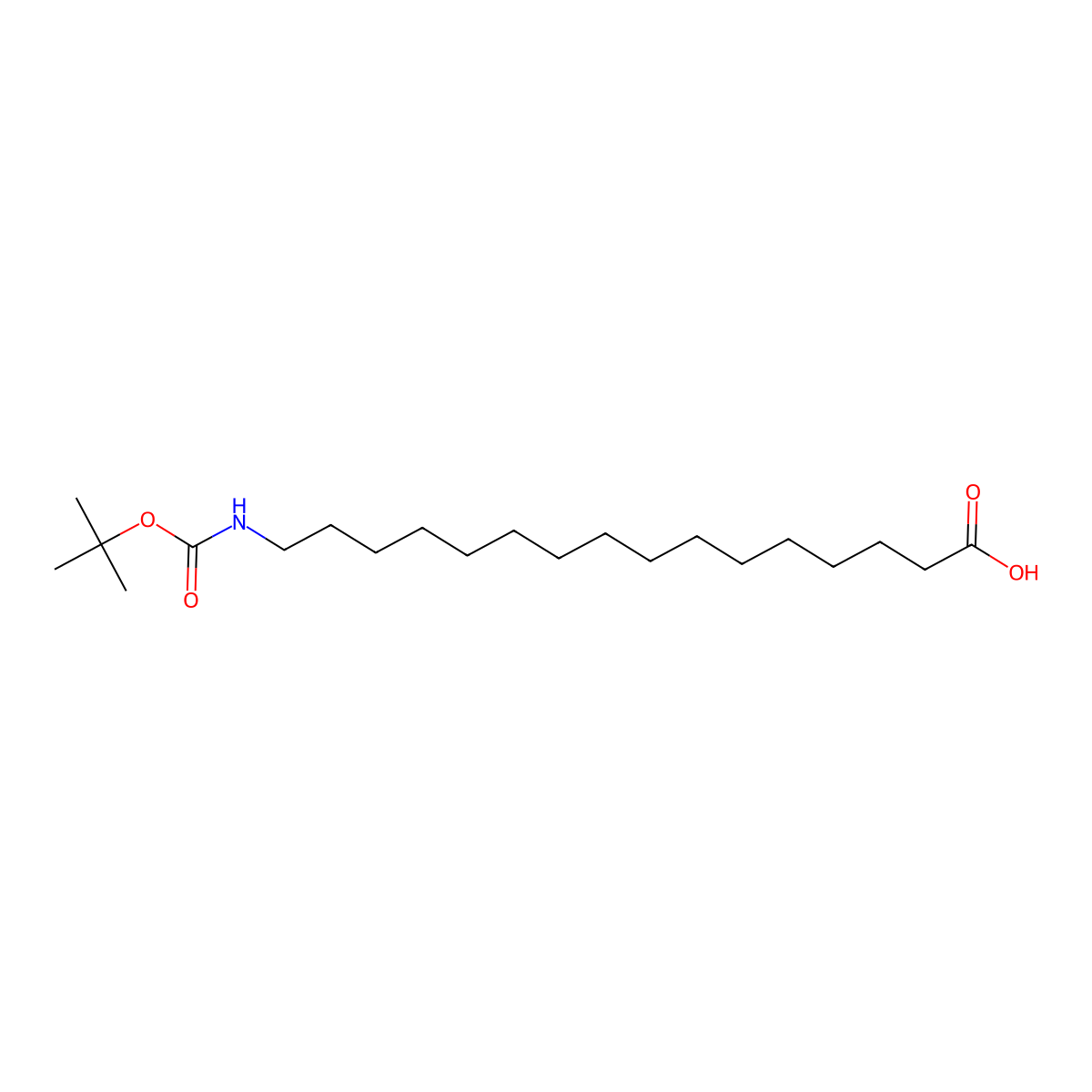 16-((tert-Butoxycarbonyl)amino)hexadecanoic acid molecular structure, CAS 135747-73-8