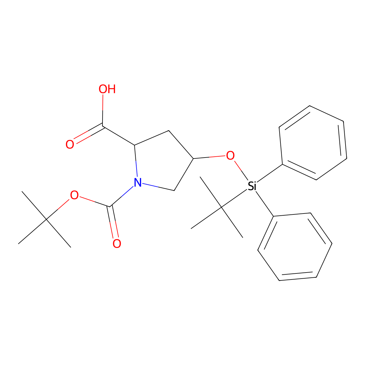 (2S,4r)-1-(tert-butoxycarbonyl)-4-((tert-butyldiphenylsilyl)oxy)pyrrolidine-2-carboxylic acid molecular structure, CAS 1357471-22-7