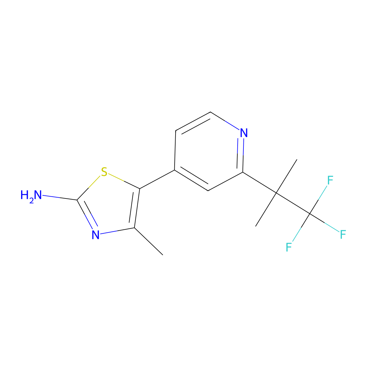 4-Methyl-5-(2-(1,1,1-trifluoro-2-methylpropan-2-yl)pyridin-4-yl)thiazol-2-amine molecular structure, CAS 1357476-69-7