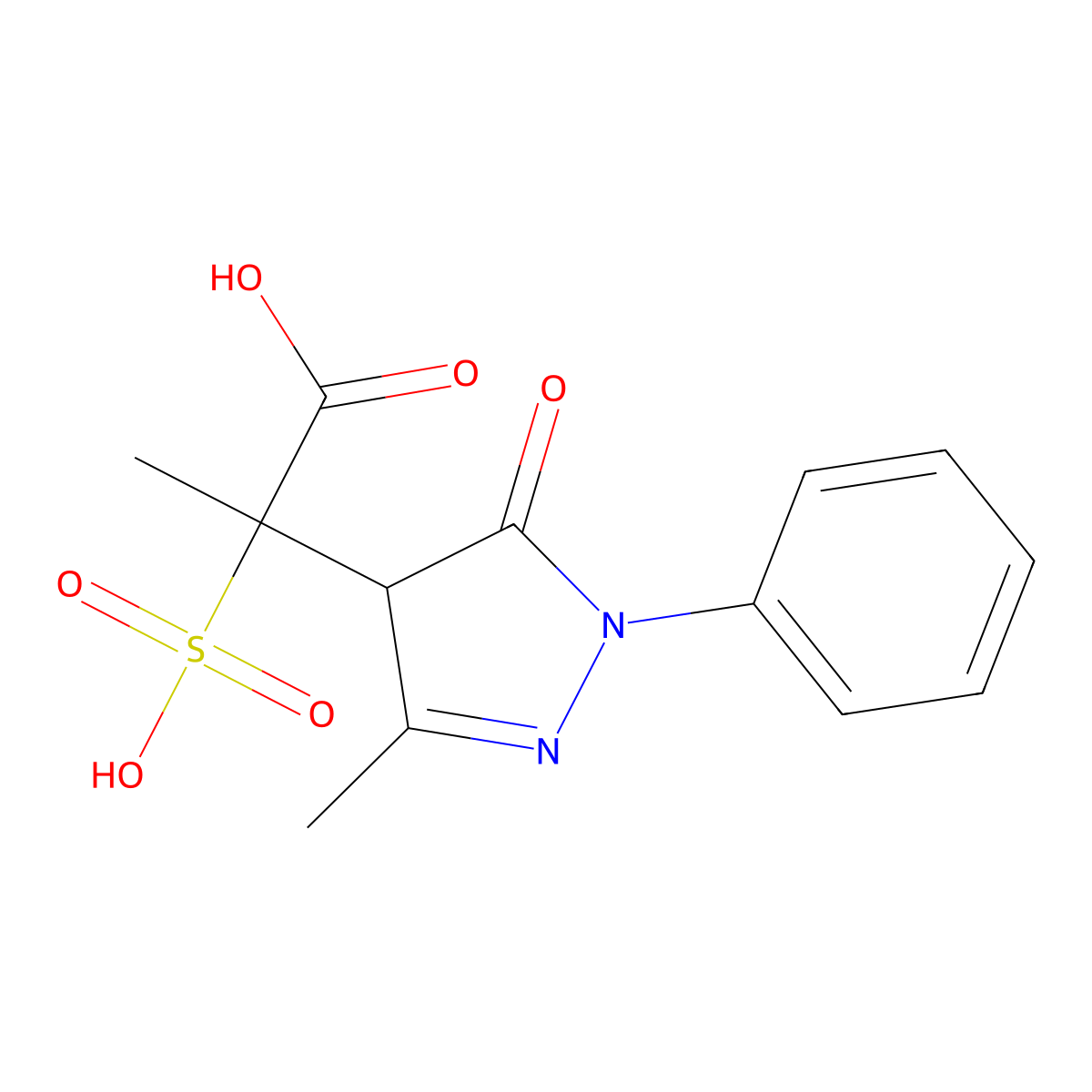 2-(3-Methyl-5-oxo-1-phenyl-4,5-dihydro-1H-pyrazol-4-yl)-2-sulfopropanoic acid molecular structure, CAS 1357477-99-6