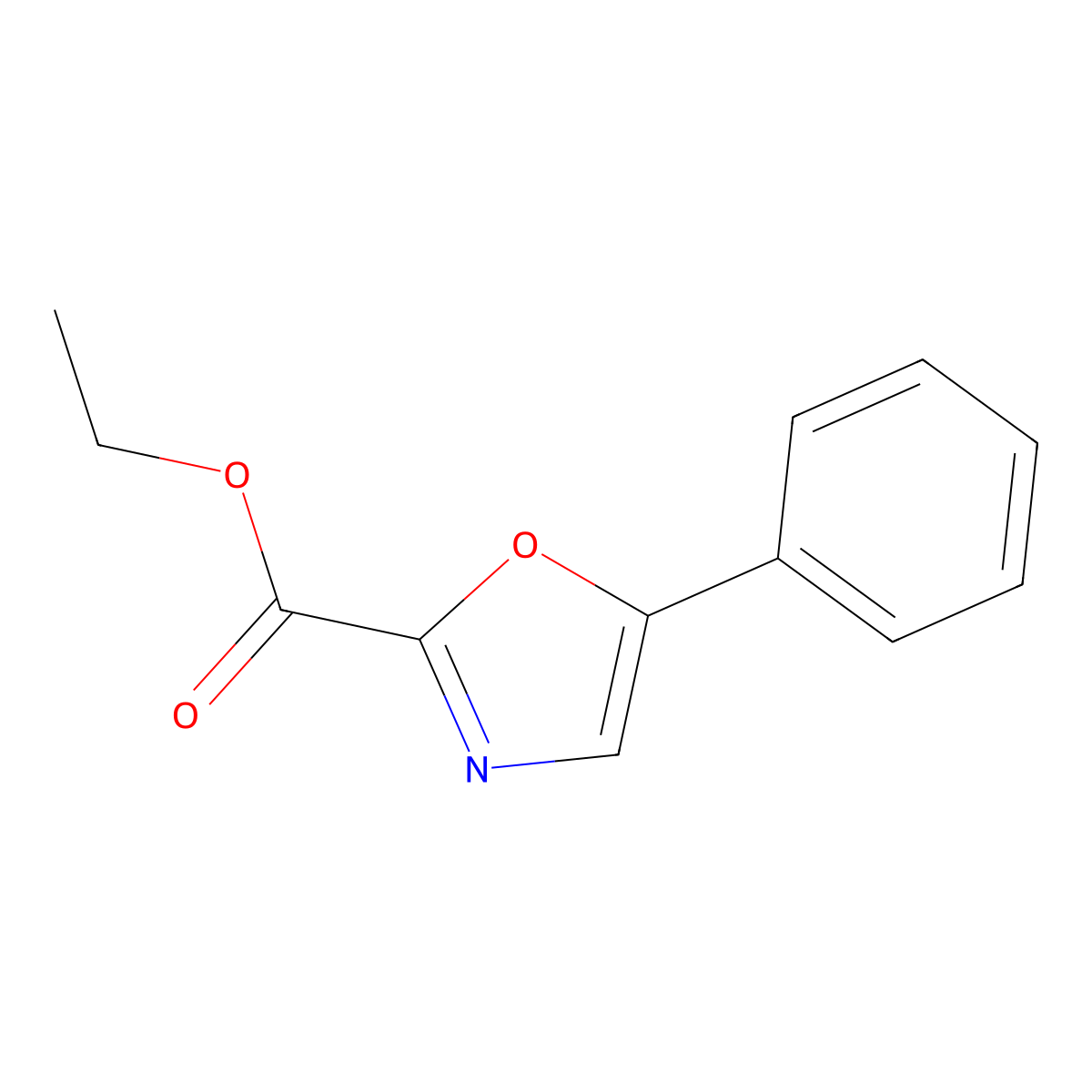 Ethyl 5-phenyl-1,3-oxazole-2-carboxylate molecular structure, CAS 13575-16-1