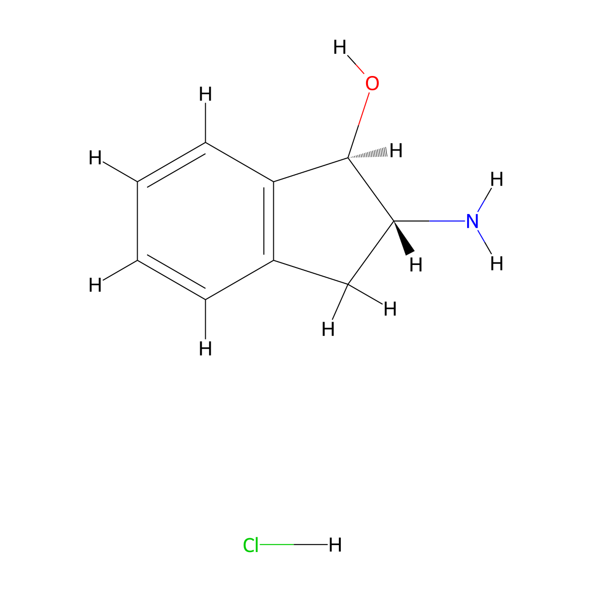 rac-(1R,2R)-2-amino-2,3-dihydro-1H-inden-1-ol hydrochloride molecular structure, CAS 13575-73-0