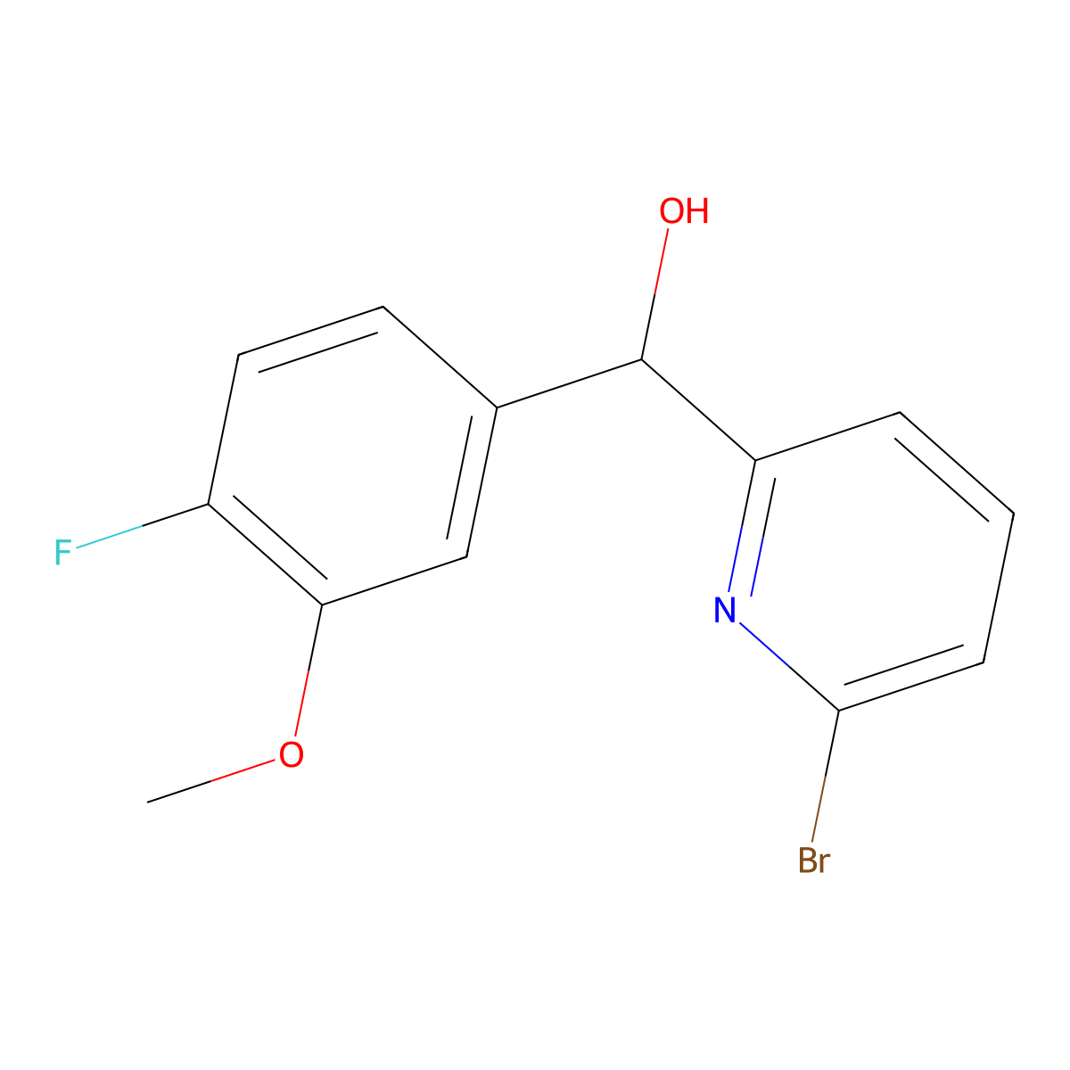 (6-Bromopyridin-2-yl)(4-fluoro-3-methoxyphenyl)methanol molecular structure, CAS 1357564-25-0