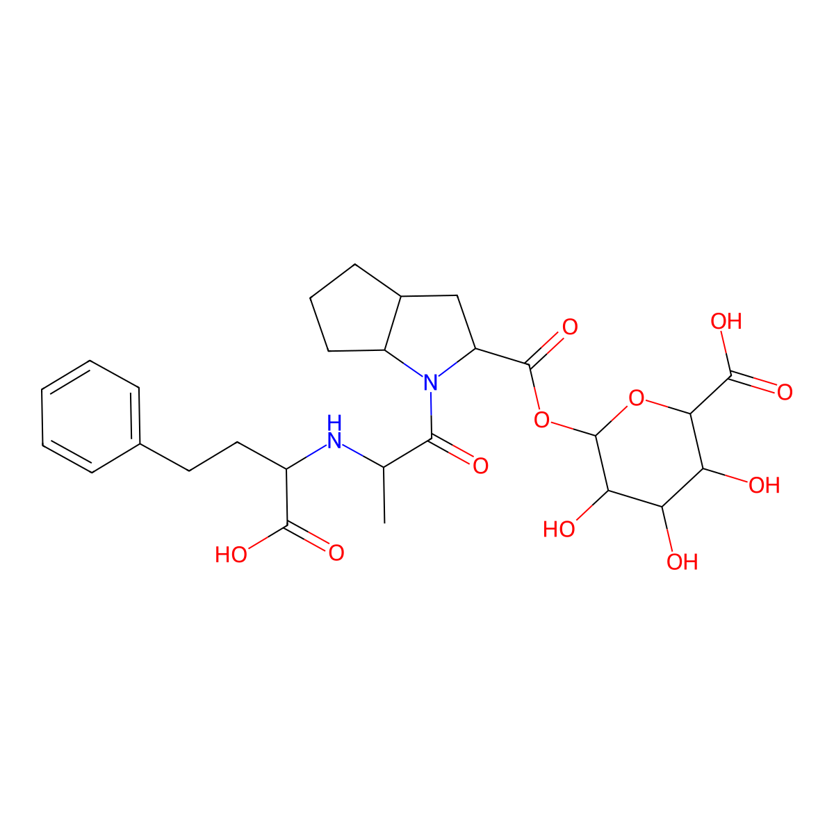 6-[1-[2-[(1-carboxy-3-phenylpropyl)amino]propanoyl]-3,3a,4,5,6,6a-hexahydro-2H-cyclopenta[b]pyrrole-2-carbonyl]oxy-3,4,5-trihydroxyoxane-2-carboxylic acid molecular structure, CAS 1357570-22-9