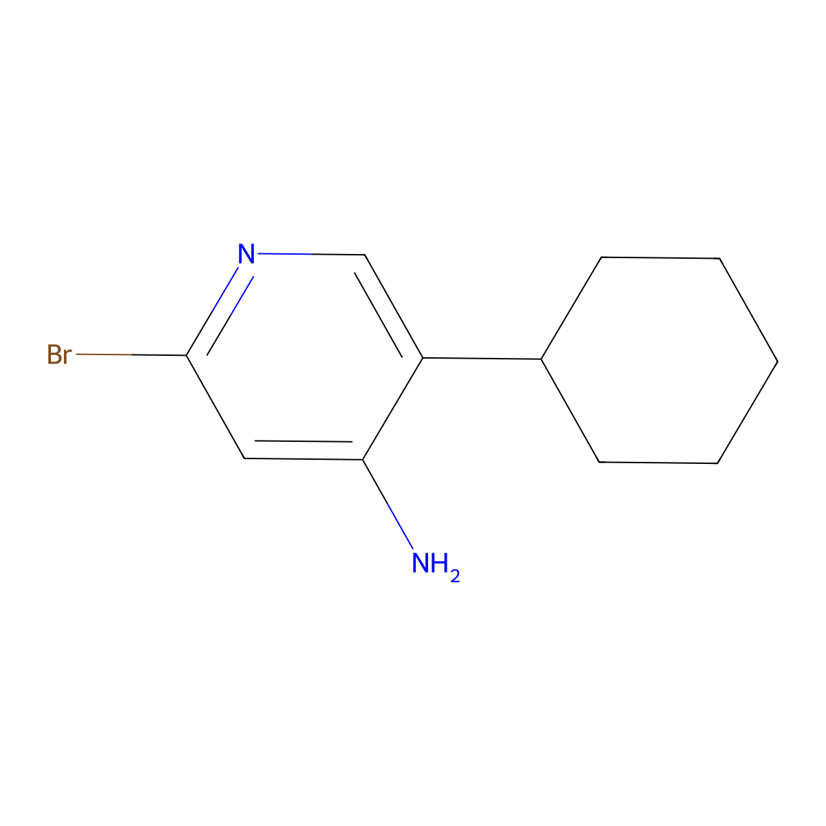 2-Bromo-4-amino-5-(cyclohexyl)pyridine molecular structure, CAS 1357580-23-4