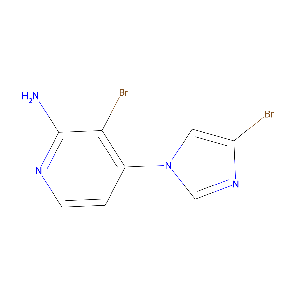 4-Bromo-1-(2-amino-3-bromo-4-pyridyl)imidazole molecular structure, CAS 1357580-28-9