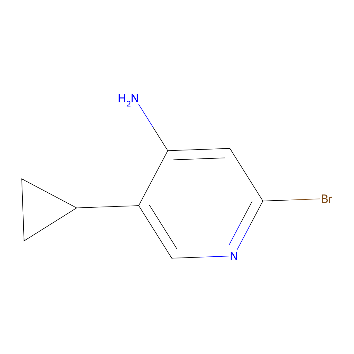 2-Bromo-4-amino-5-(cyclopropyl)pyridine molecular structure, CAS 1357580-34-7