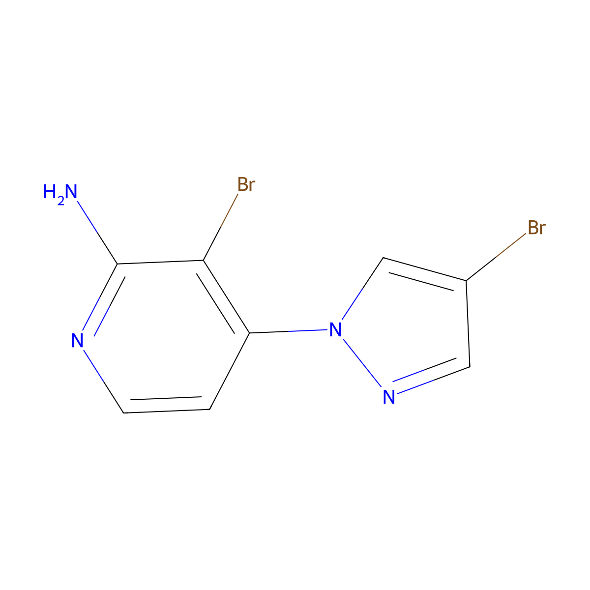 4-Bromo-1-(2-amino-3-bromo-4-pyridyl)pyrazole molecular structure, CAS 1357580-37-0