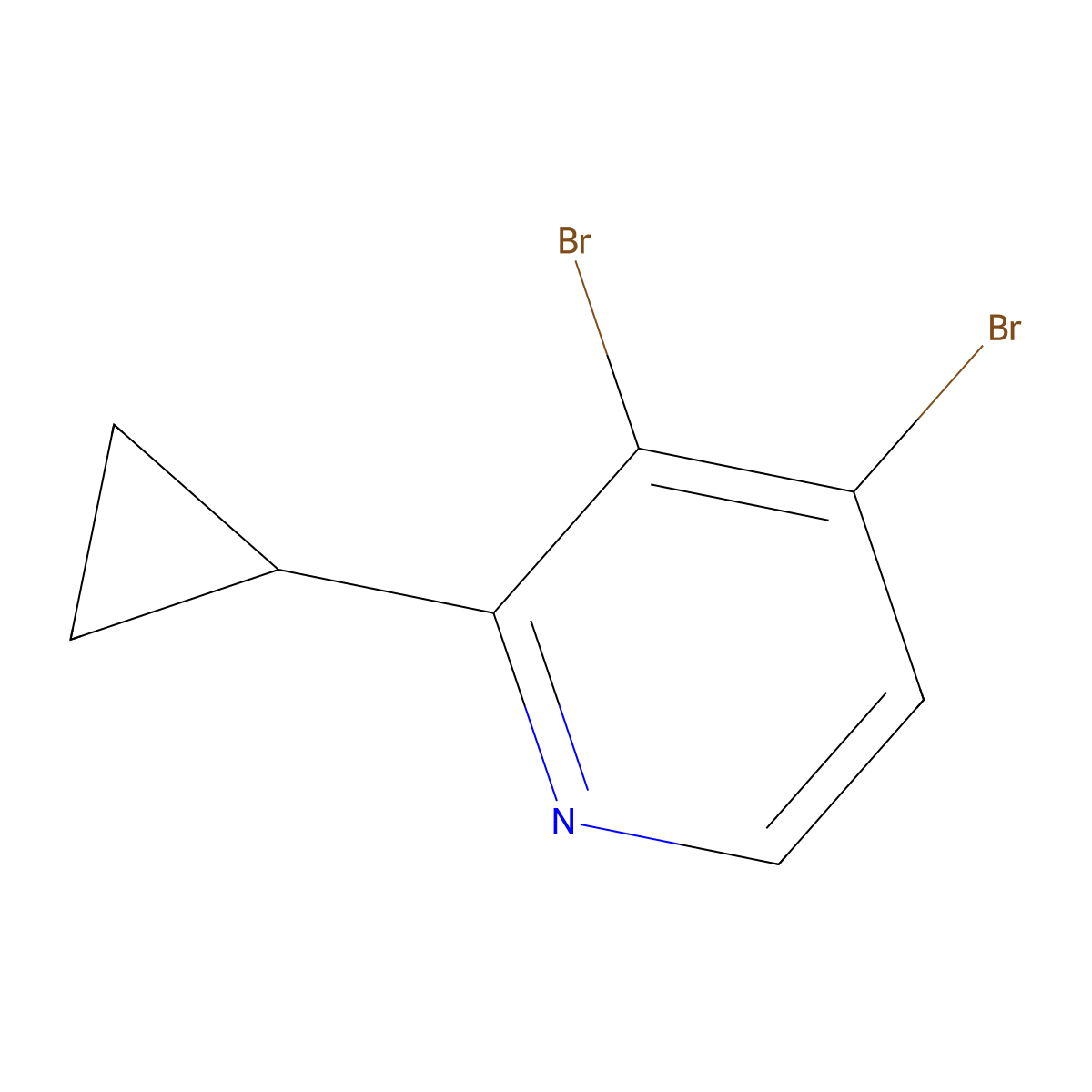 3,4-Dibromo-2-cyclopropylpyridine molecular structure, CAS 1357580-46-1