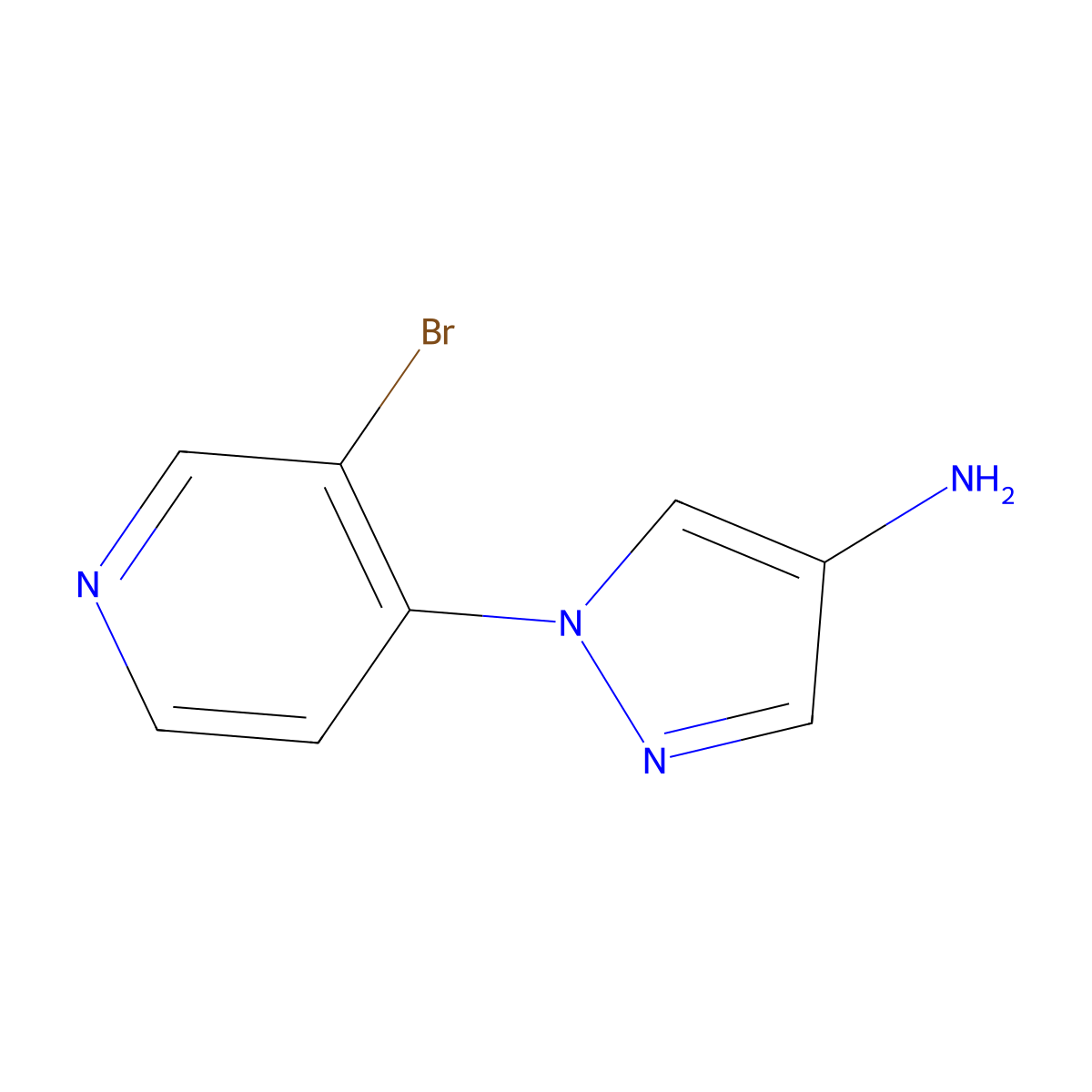 4-Amino-1-(3-bromo-4-pyridyl)pyrazole molecular structure, CAS 1357580-57-4