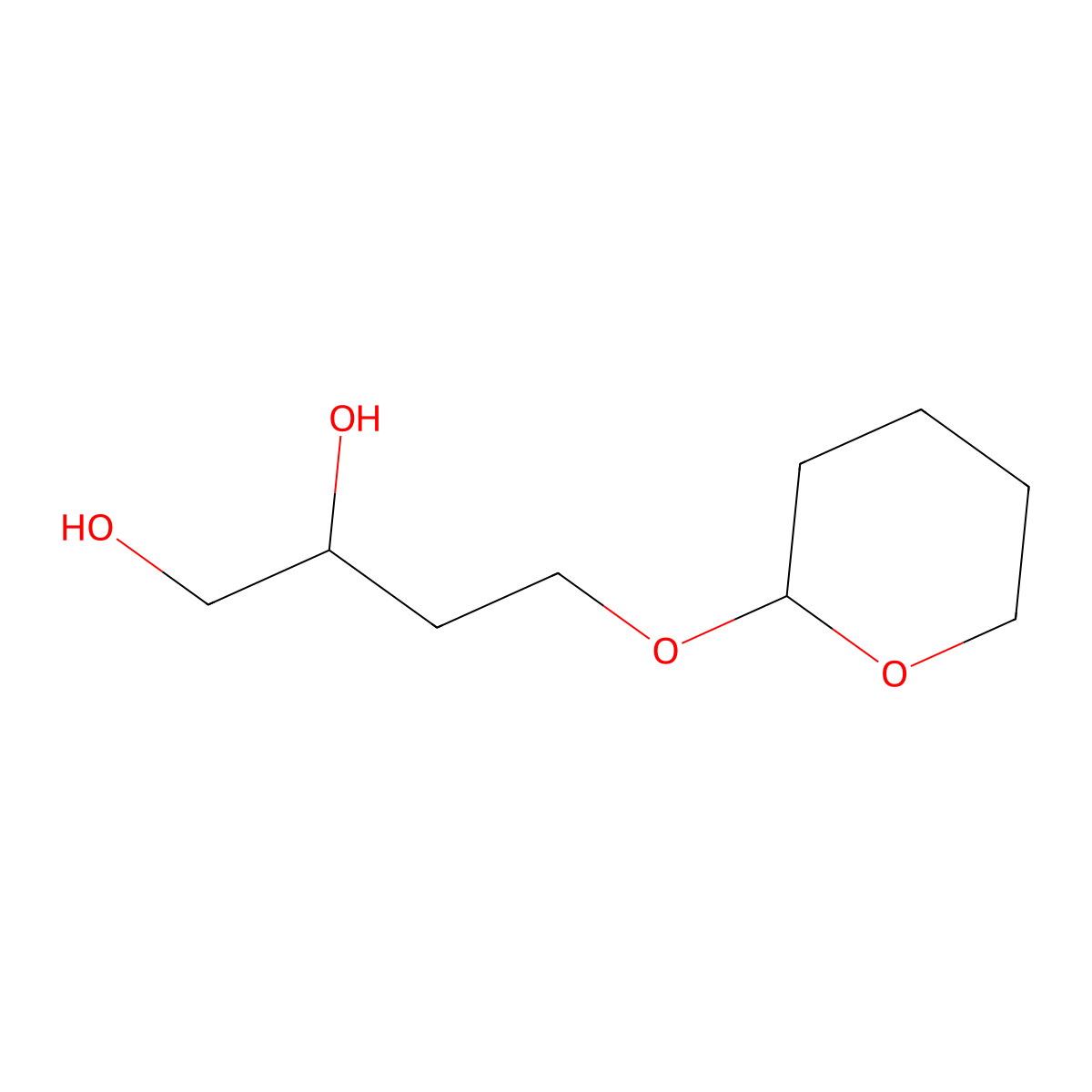 4-((tetrahydro-2H-pyran-2-yl)oxy)butane-1,2-diol molecular structure, CAS 1357580-65-4