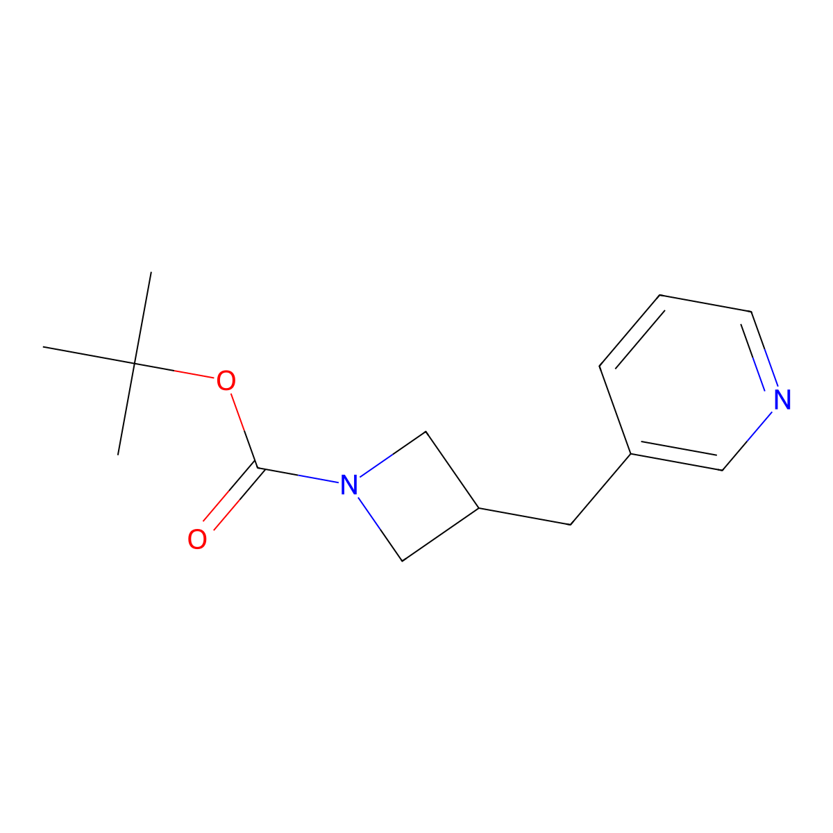 Tert-butyl 3-(pyridin-3-ylmethyl)azetidine-1-carboxylate molecular structure, CAS 1357586-25-4