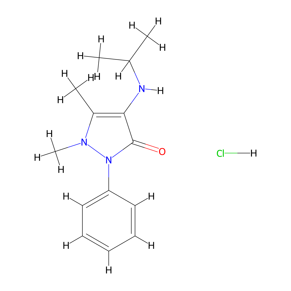 Ramifenazone hydrochloride molecular structure, CAS 13576-96-0