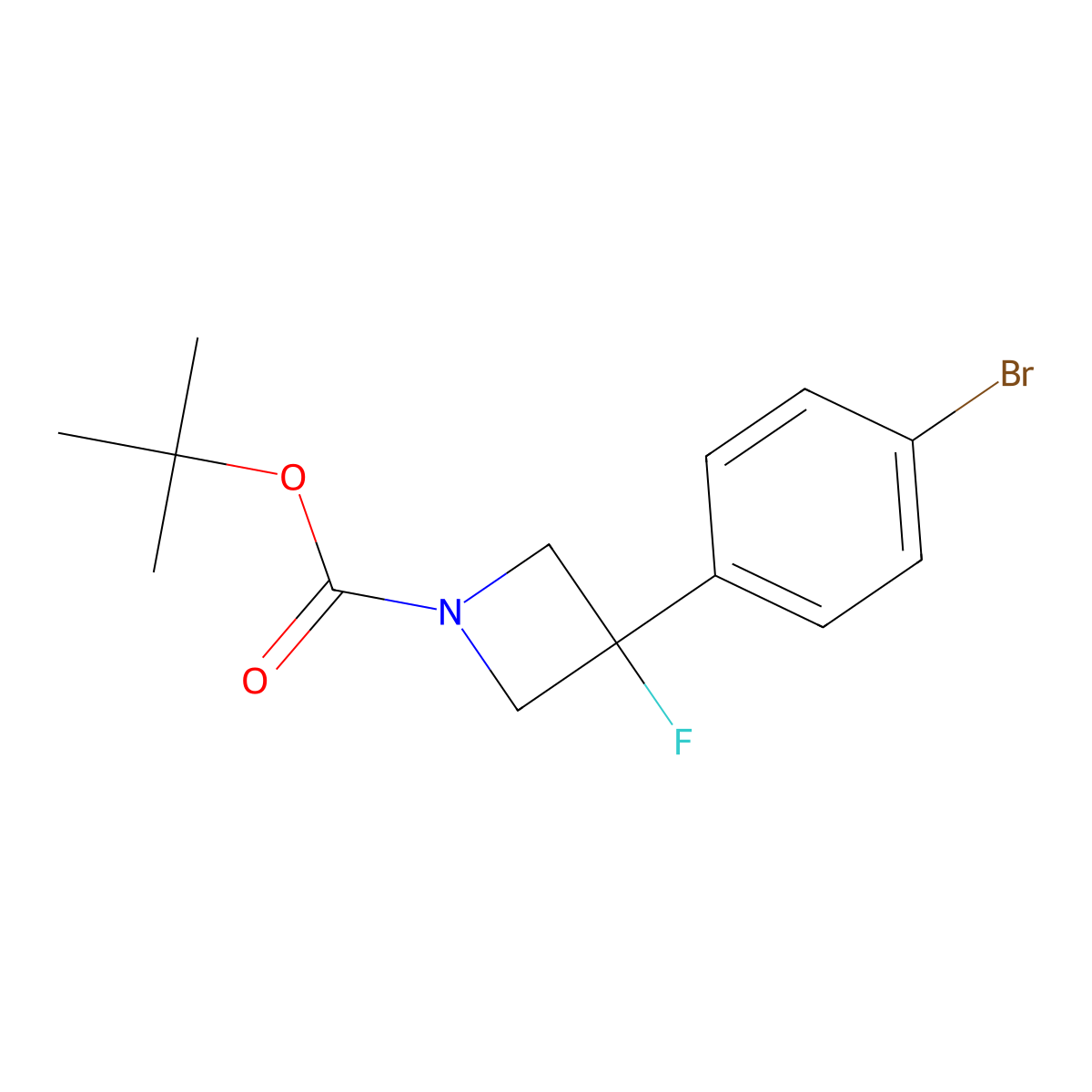 Tert-butyl 3-(4-bromophenyl)-3-fluoroazetidine-1-carboxylate molecular structure, CAS 1357614-51-7