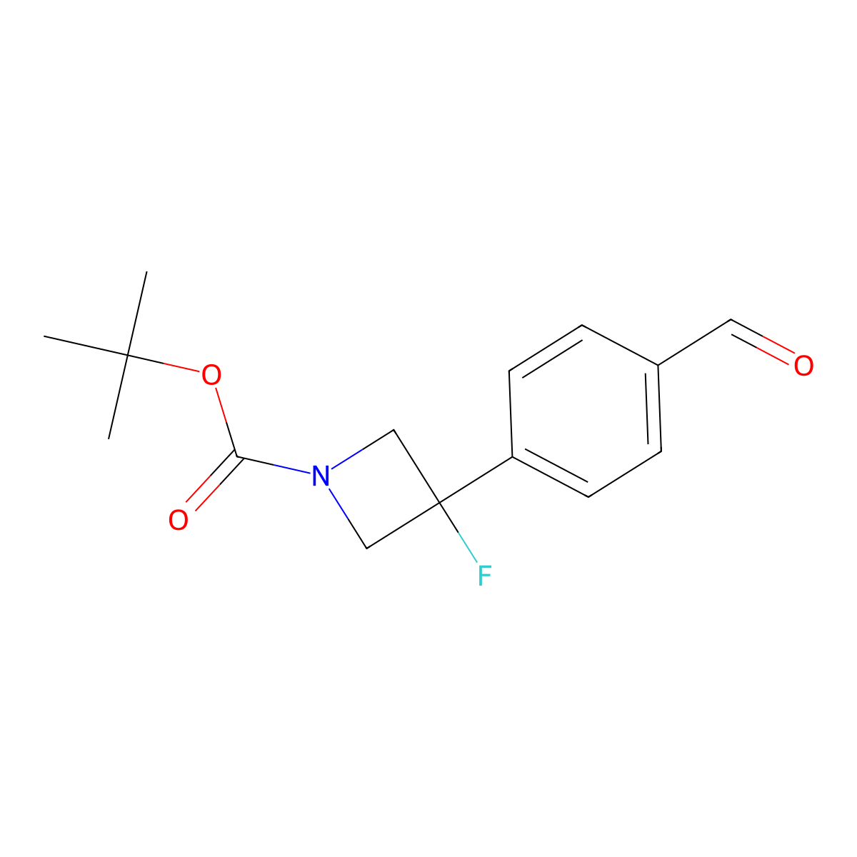Tert-butyl 3-fluoro-3-(4-formylphenyl)azetidine-1-carboxylate molecular structure, CAS 1357614-52-8