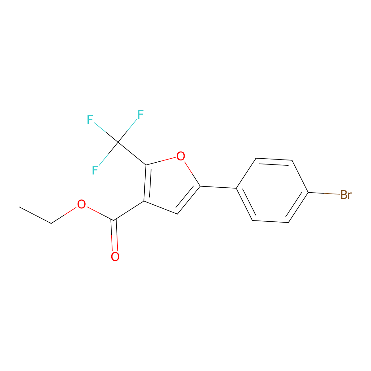 5-(4-Bromo-phenyl)-2-trifluoromethyl-furan-3-carboxylic acid ethyl ester molecular structure, CAS 1357626-72-2