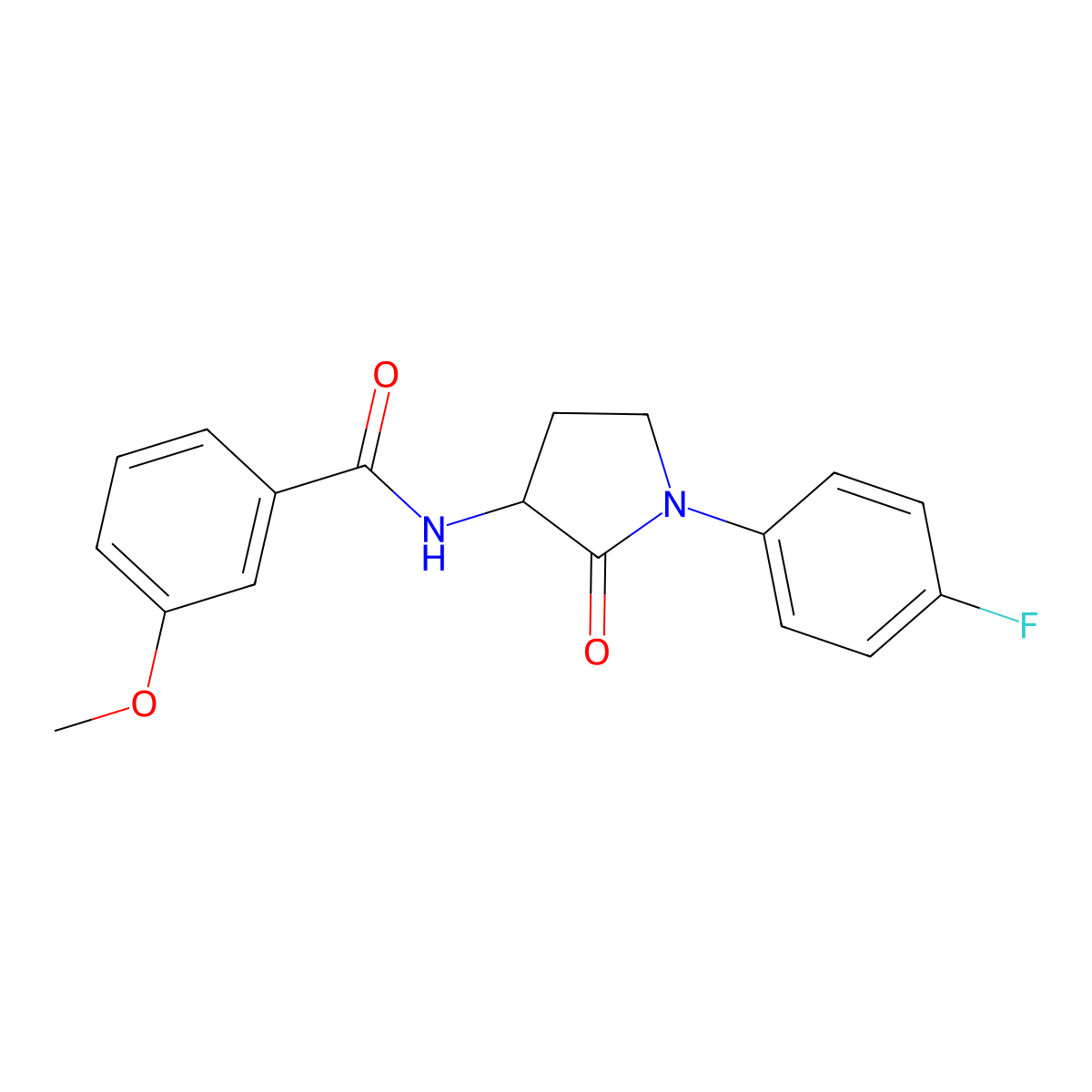 N-[1-(4-fluorophenyl)-2-oxopyrrolidin-3-yl]-3-methoxybenzamide molecular structure, CAS 1357634-85-5