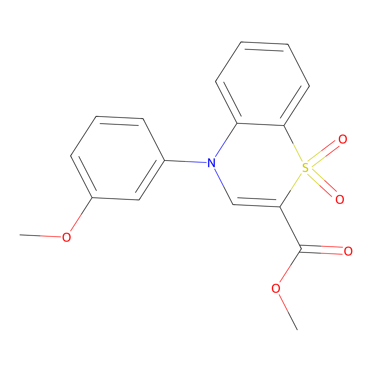 methyl 4-(3-methoxyphenyl)-4H-1,4-benzothiazine-2-carboxylate 1,1-dioxide molecular structure, CAS 1357701-01-9