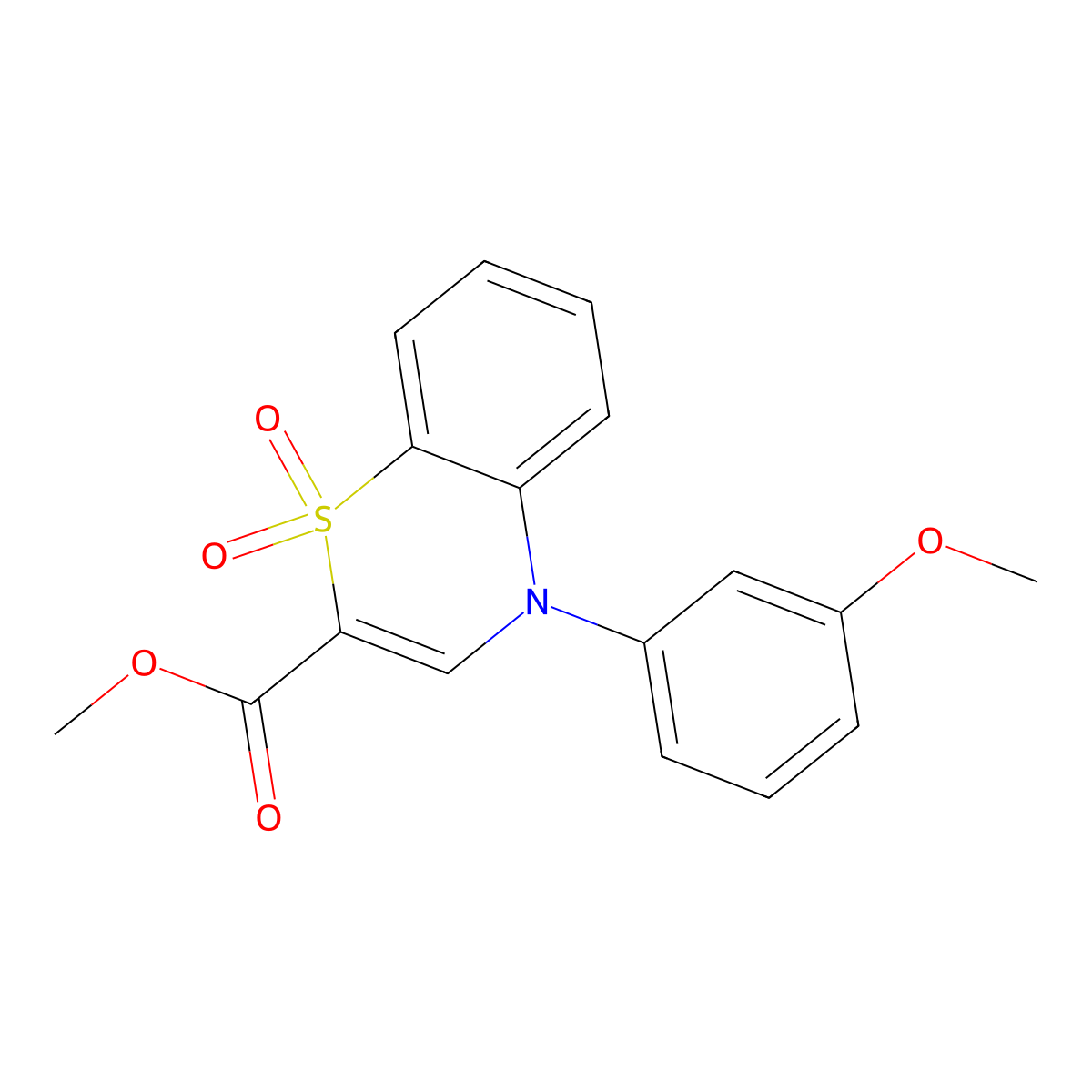 methyl 4-(3-methoxyphenyl)-4H-1,4-benzothiazine-2-carboxylate 1,1-dioxide molecular structure, CAS 1357701-01-9