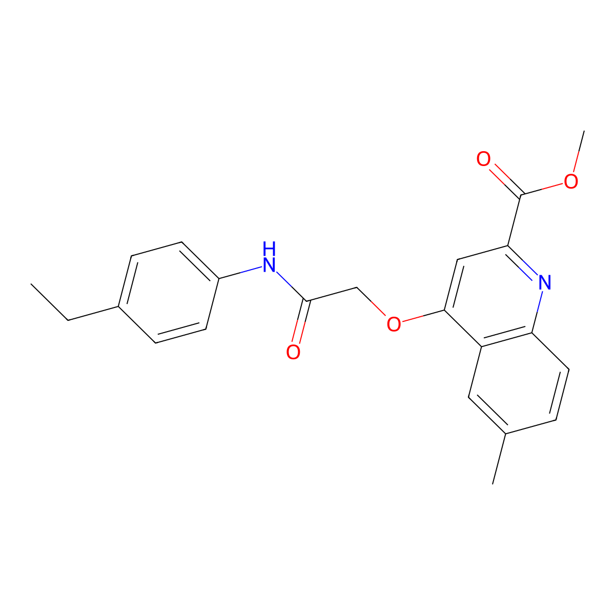 Methyl 4-{[(4-ethylphenyl)carbamoyl]methoxy}-6-methylquinoline-2-carboxylate molecular structure, CAS 1357702-57-8