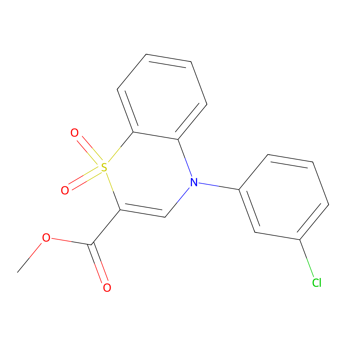 methyl 4-(3-chlorophenyl)-4H-1,4-benzothiazine-2-carboxylate 1,1-dioxide molecular structure, CAS 1357703-08-2